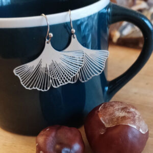 Ginkgo Ohrhänger groß - Edelstahl (matt)