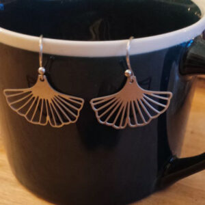 Ginkgo Ohrhänger klein -  Edelstahl matt