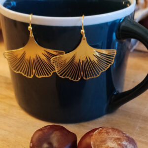 Ginkgo Ohrhänger Goldmessing (glänzend)